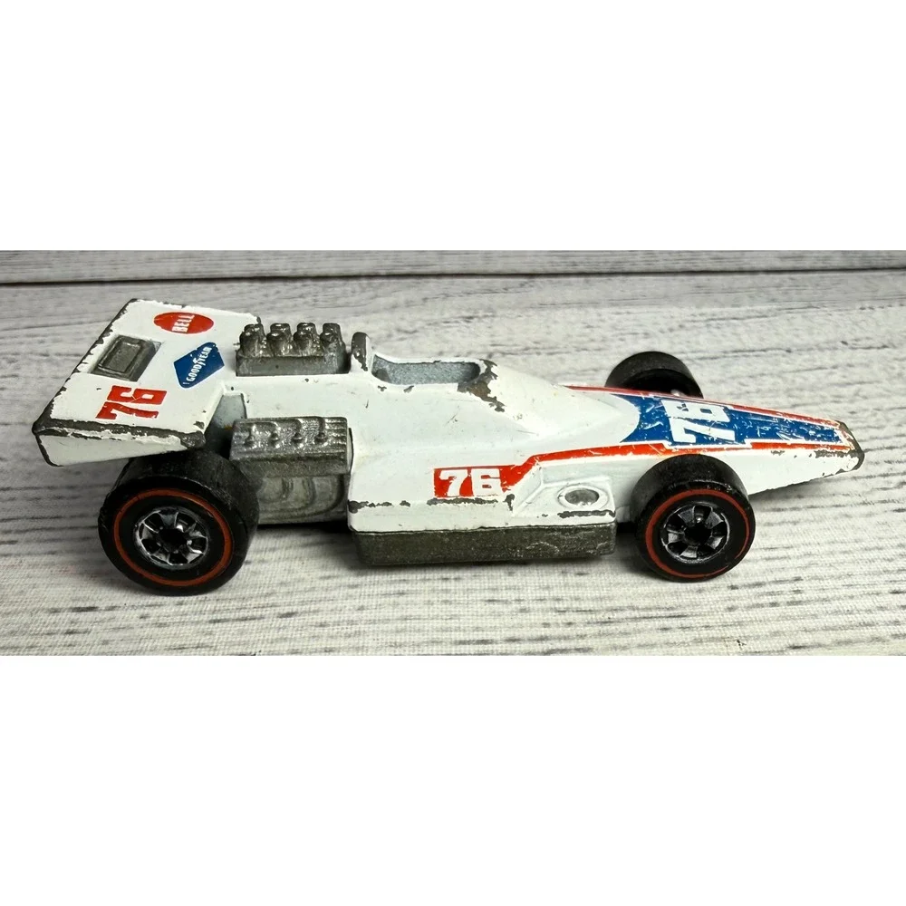 Vintage 1975 Hot Wheels Formula 5000 Redline‎ White Race Car 76 Mattel Hong Kong